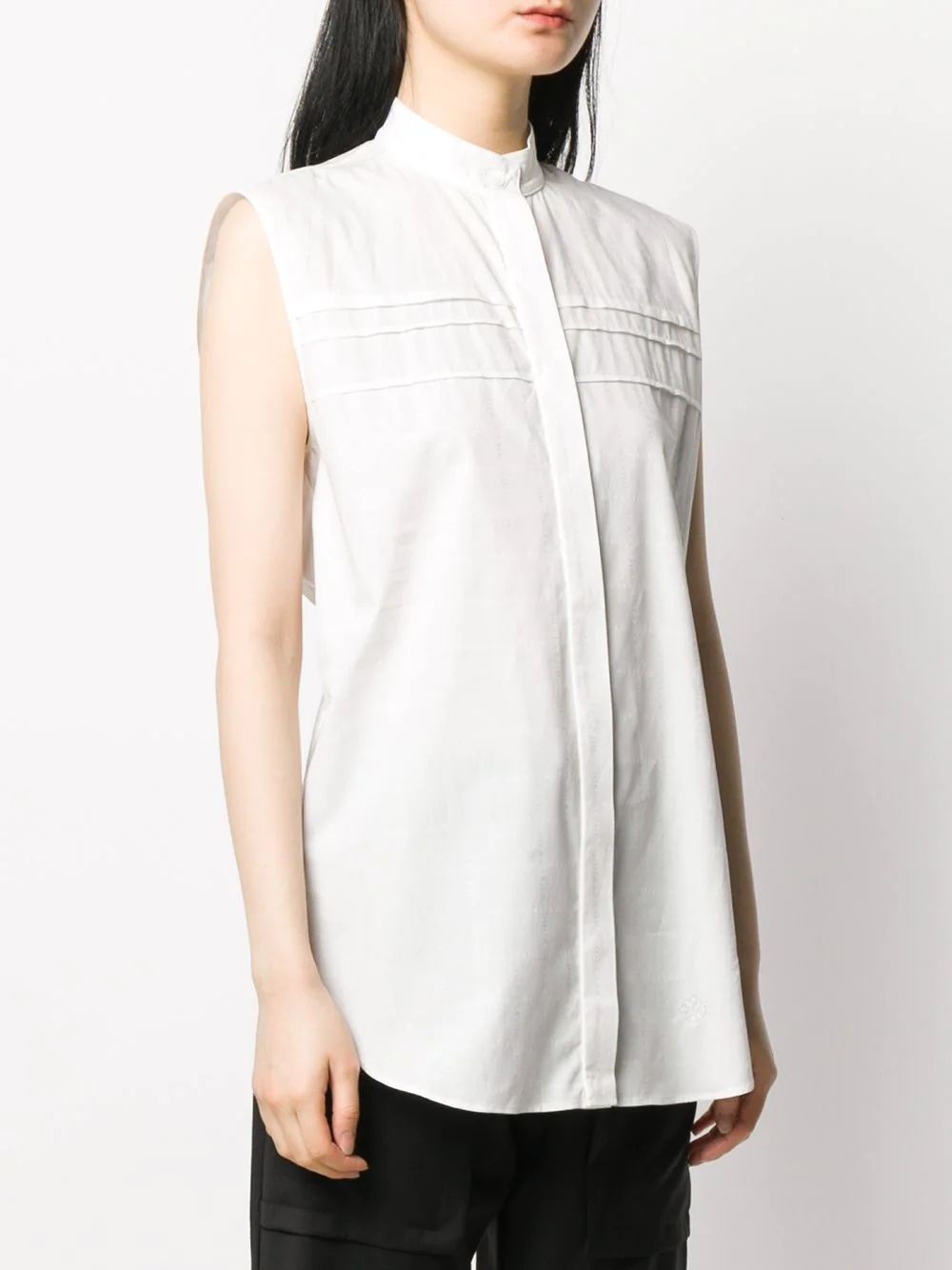 sleeveless band-collar shirt - 3