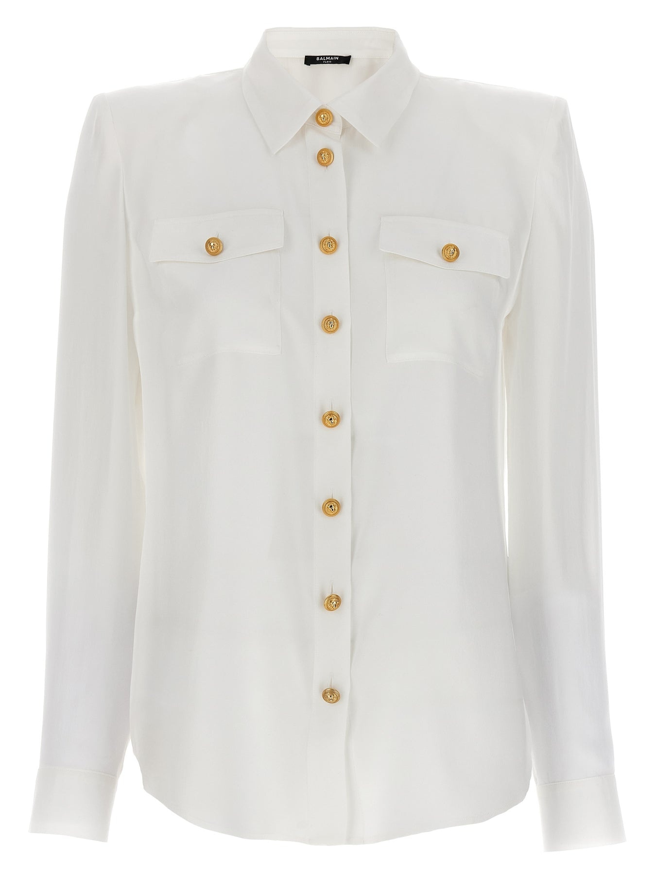 Logo Button Shirt Shirt, Blouse White - 1