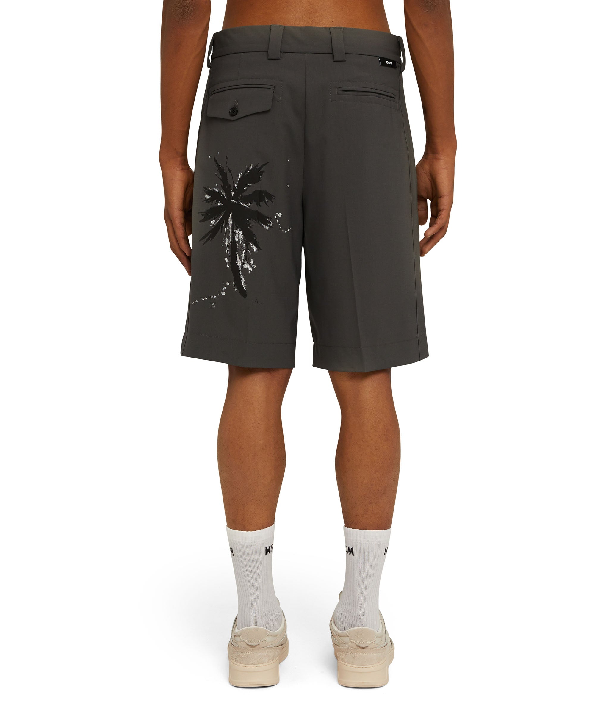 Lightweight wool tailored Bermuda shorts with artisan "pineapple" print - 3
