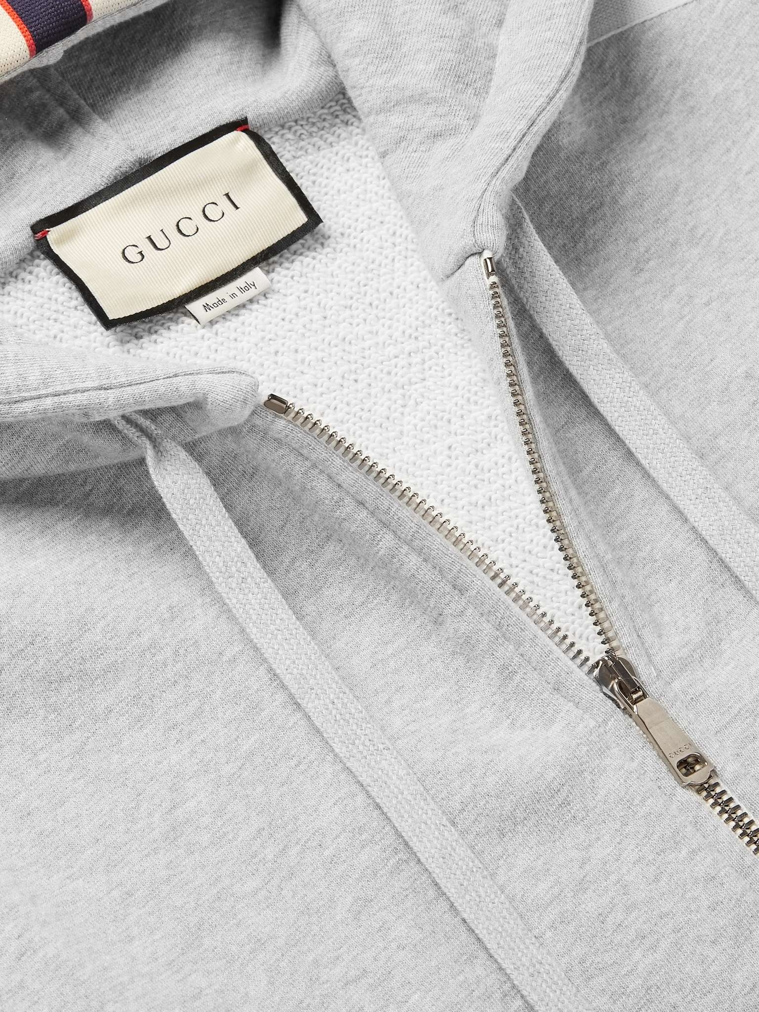 Logo Webbing-Trimmed Loopback Cotton-Jersey Zip-Up Hoodie - 6