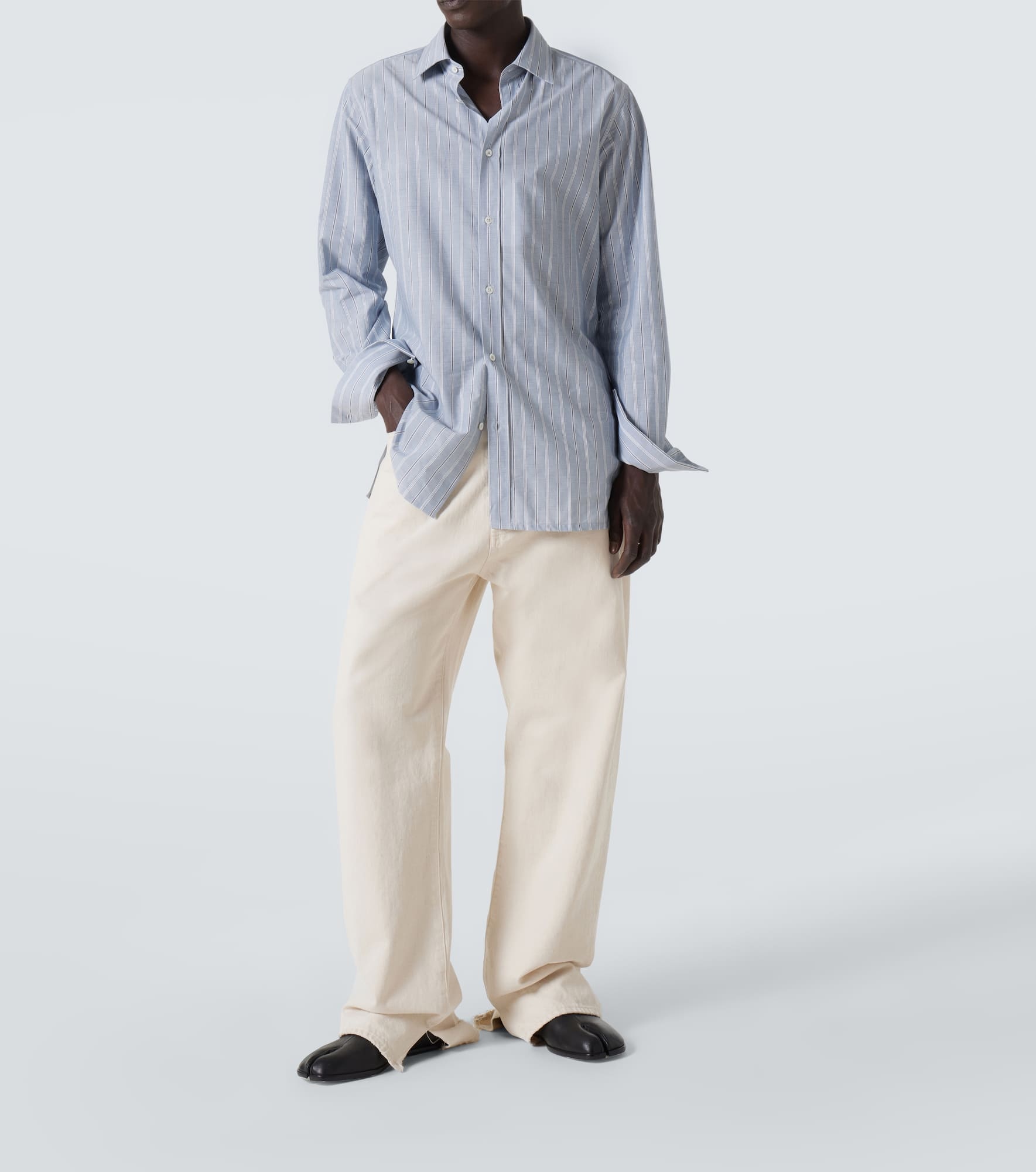 Striped cotton poplin shirt - 2