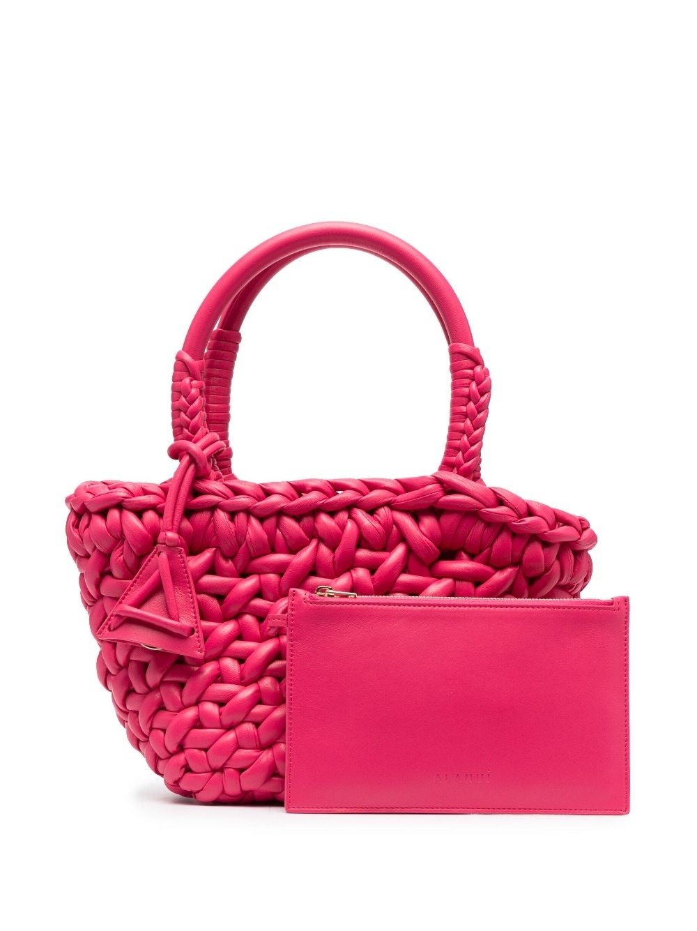 interwoven-design small leather tote bag - 1