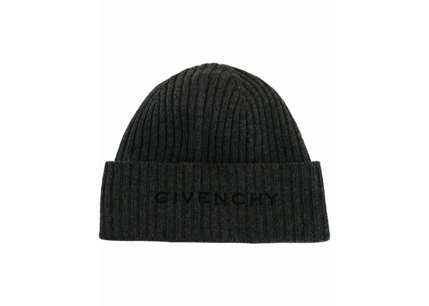 Givenchy Ribbed 4G Wool Blend Beanie Grey Black - 3