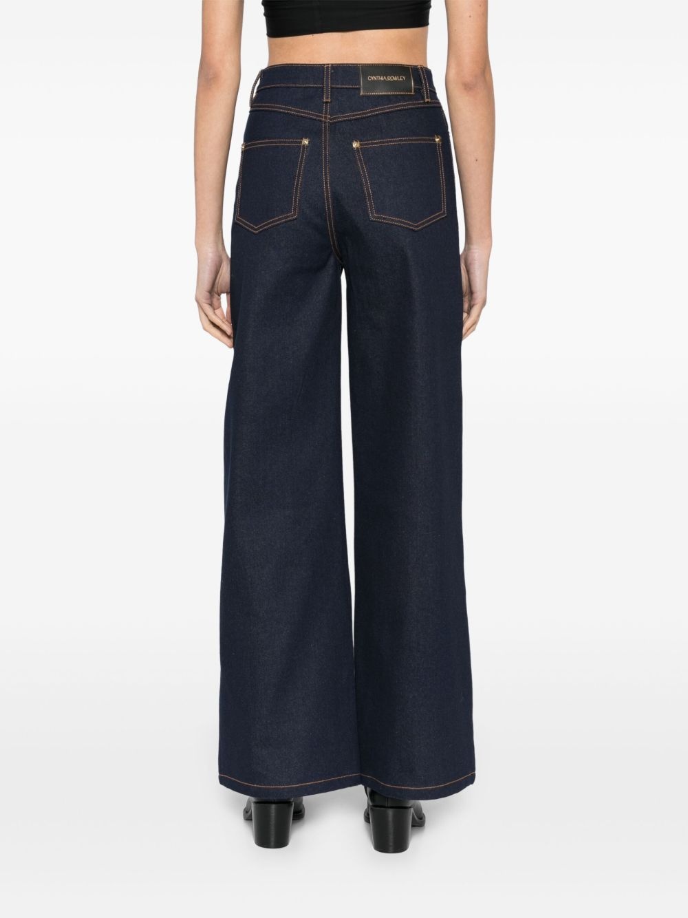 embroidered wide-leg jeans - 4