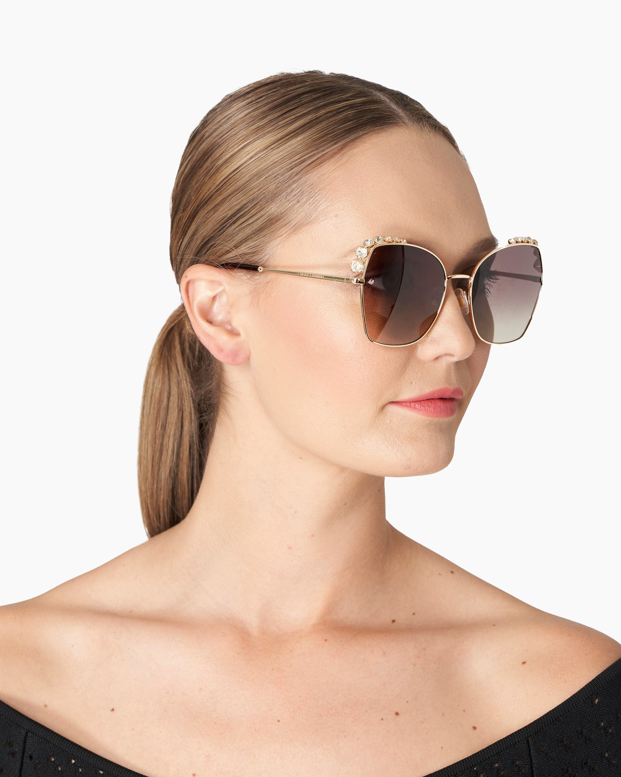 Crystal-Embellished Oversized Round Metal Sunglasses - 2