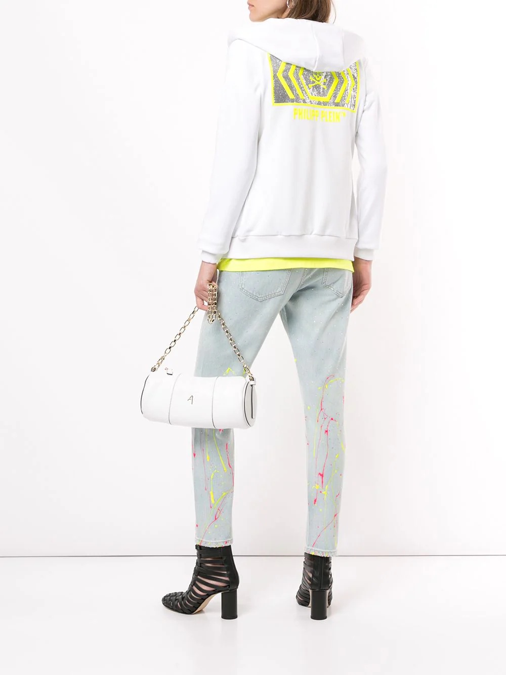 Skull logo print stud detail hoodie - 4