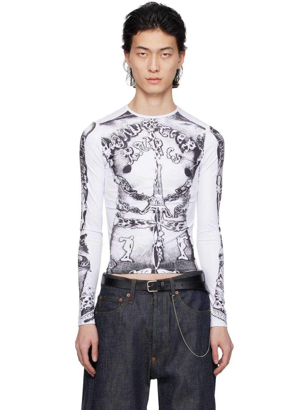 White 'The Gaultier Paris' Long Sleeve T-Shirt - 1