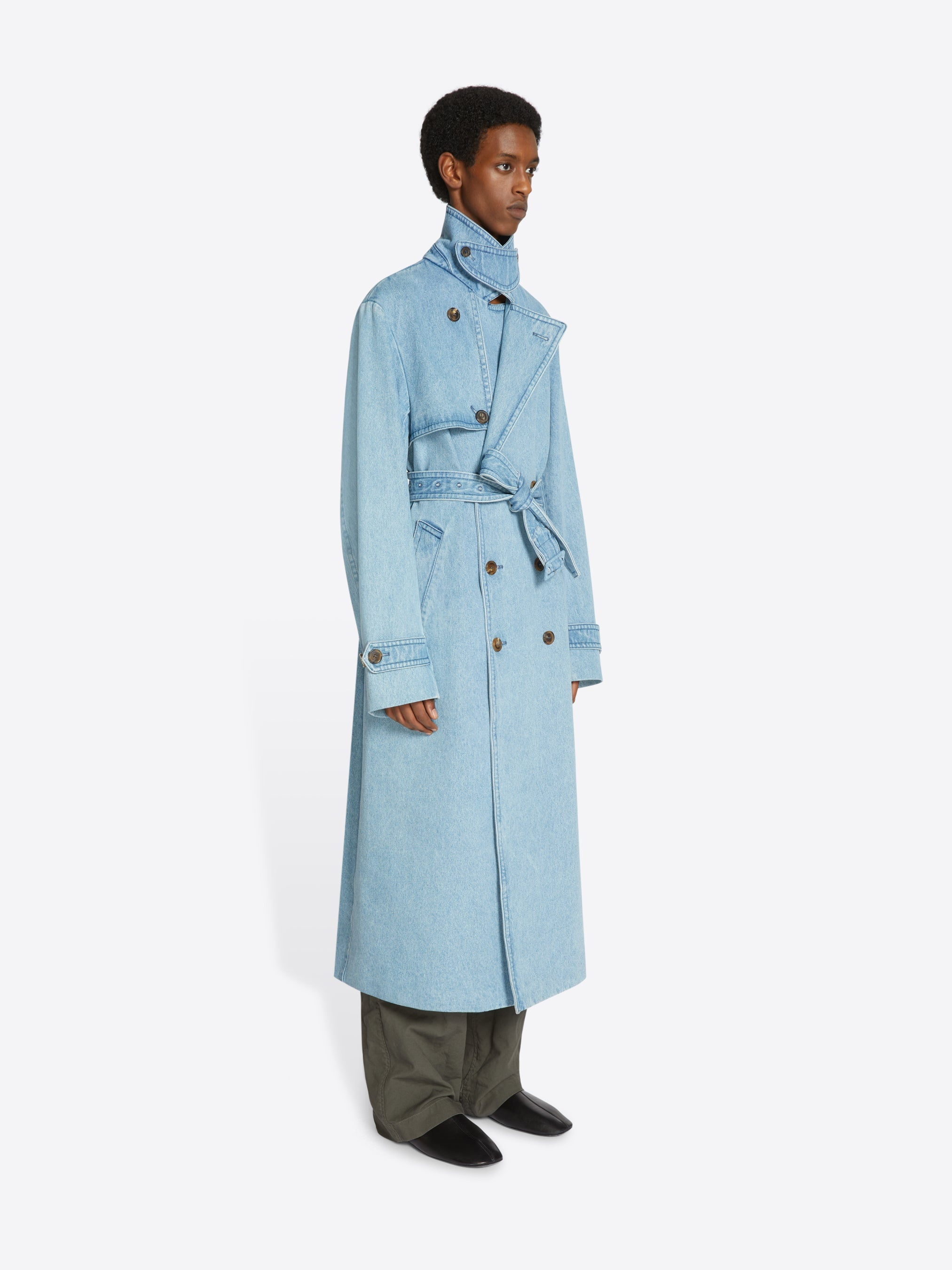 DENIM TRENCH COAT - 3