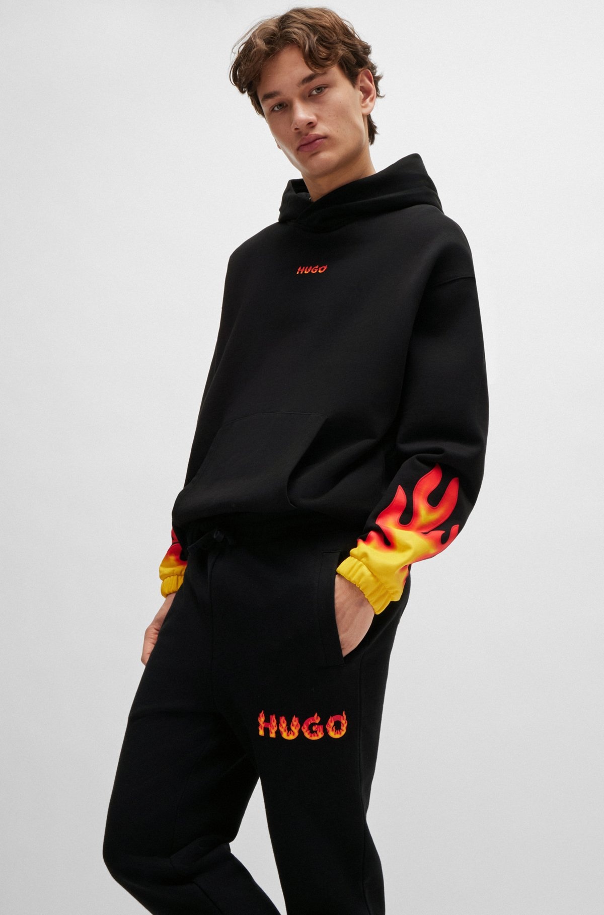 COTTON-TERRY TRACKSUIT BOTTOMS WITH PUFFED FLAME LOGO - 3