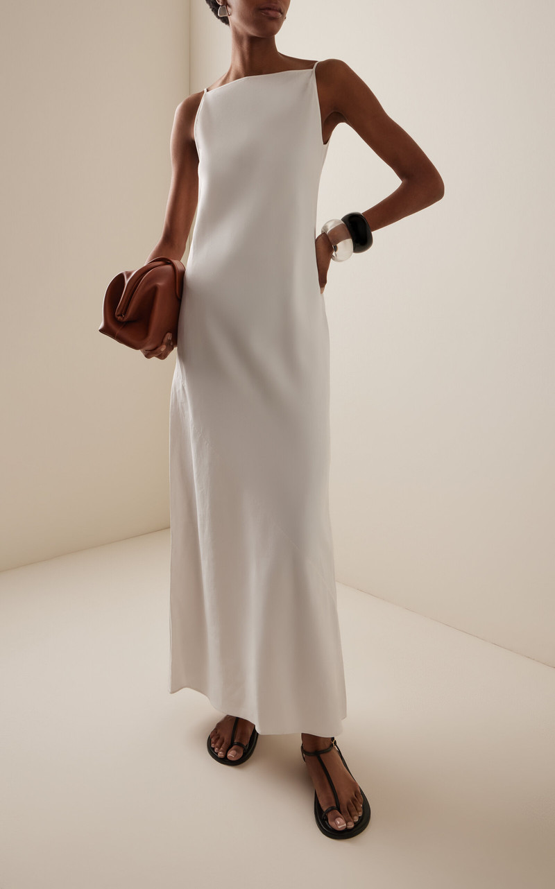 Another Tomorrow Exclusive Hemp-Blend Midi Slip Dress off-white outlook