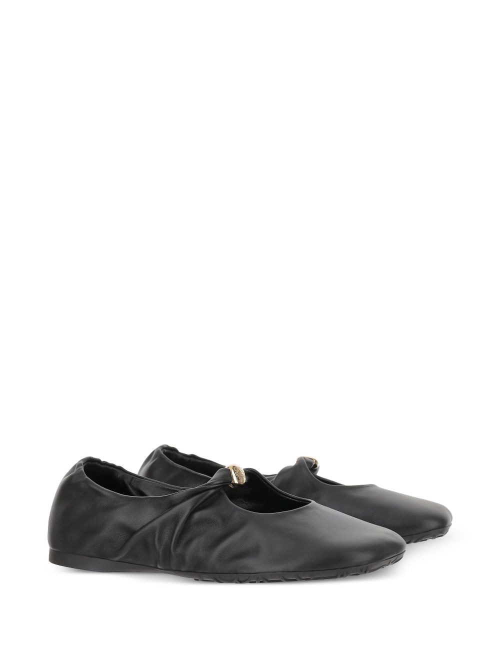 gathered leather ballet flats - 2