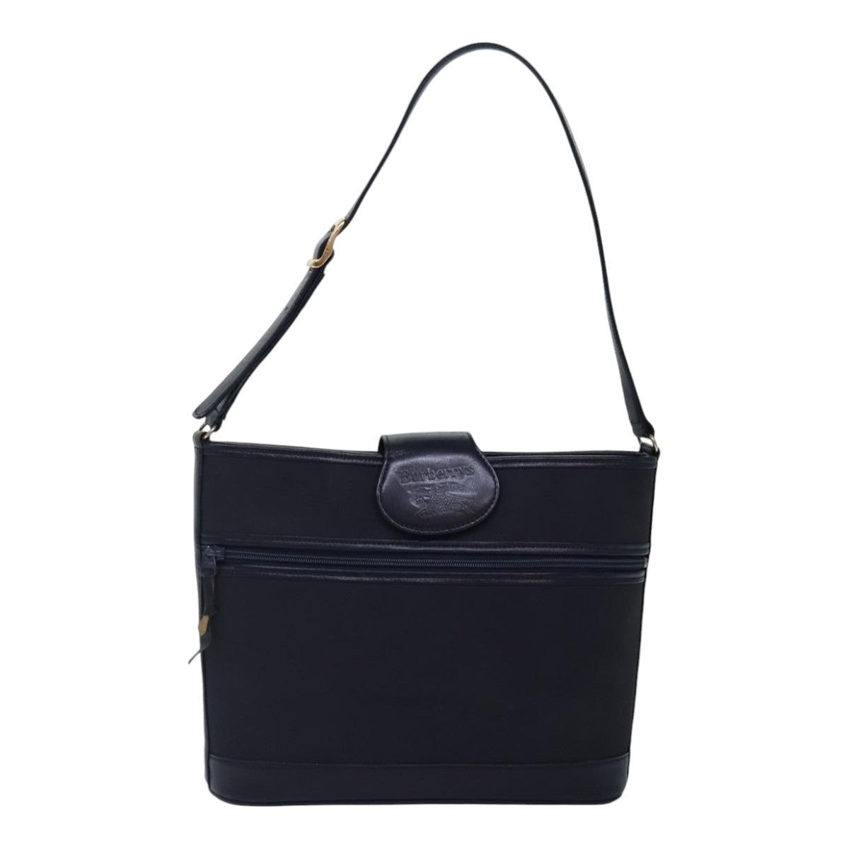 Burberry Shoulder Bag Nylon Leather Navy Gold - 13