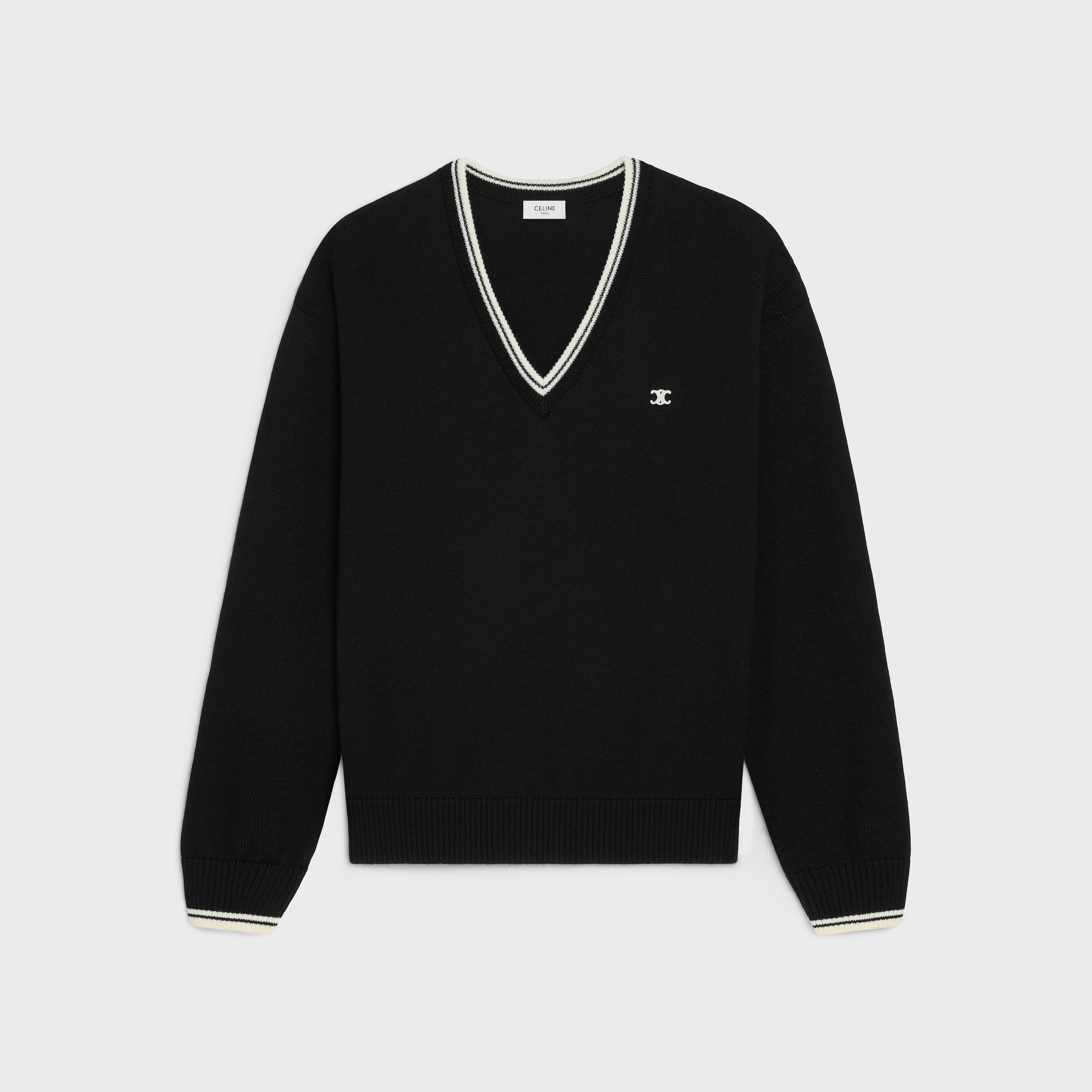 triomphe V-neck sweater in wool - 1