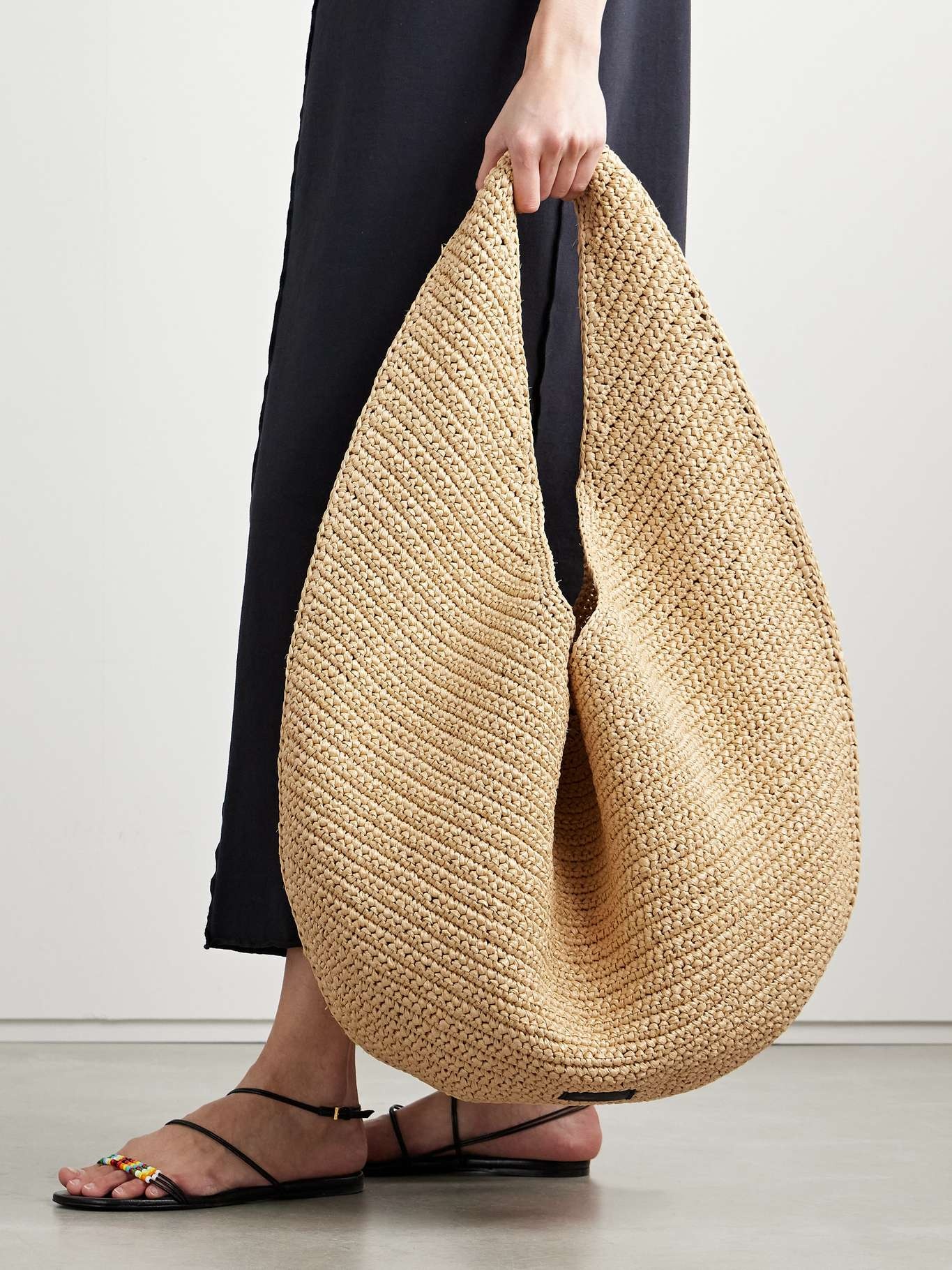 Olivia large raffia shoulder bag Beige - 2