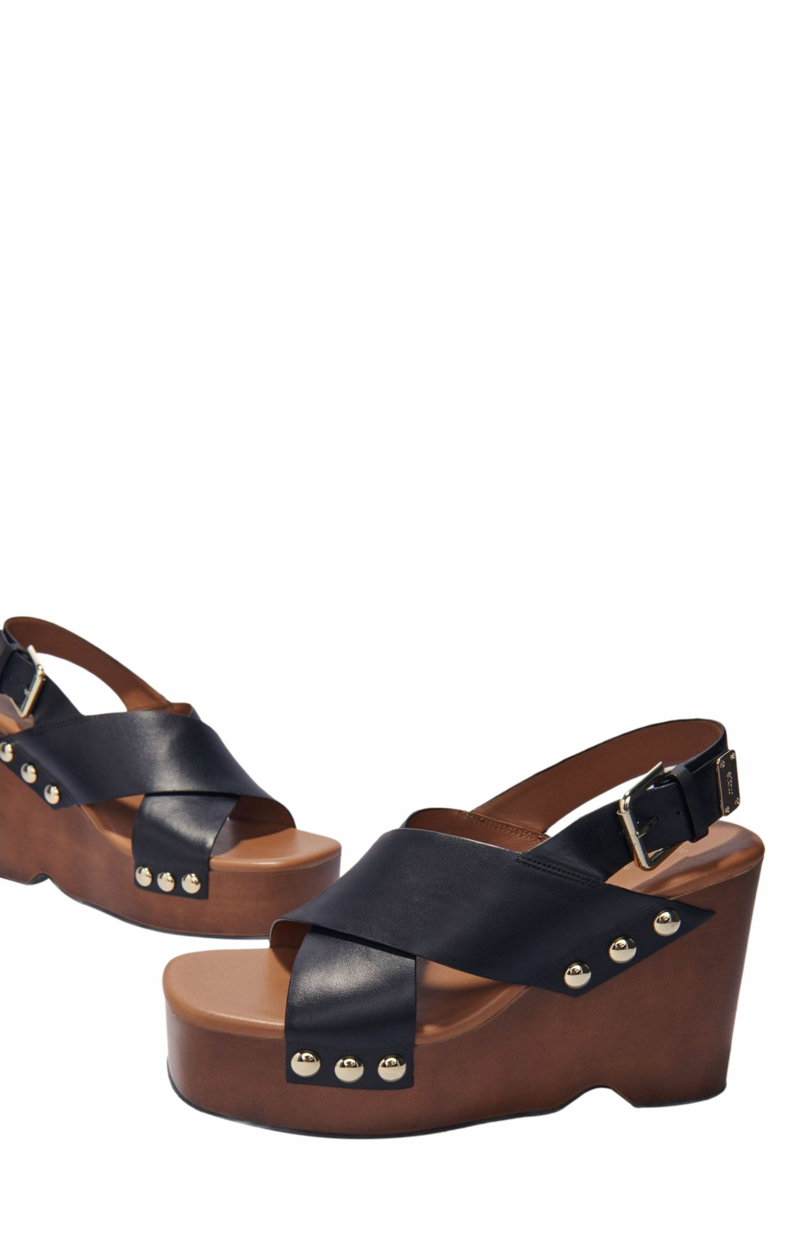 maje Leather platform sandals in Black at Nordstrom - 4