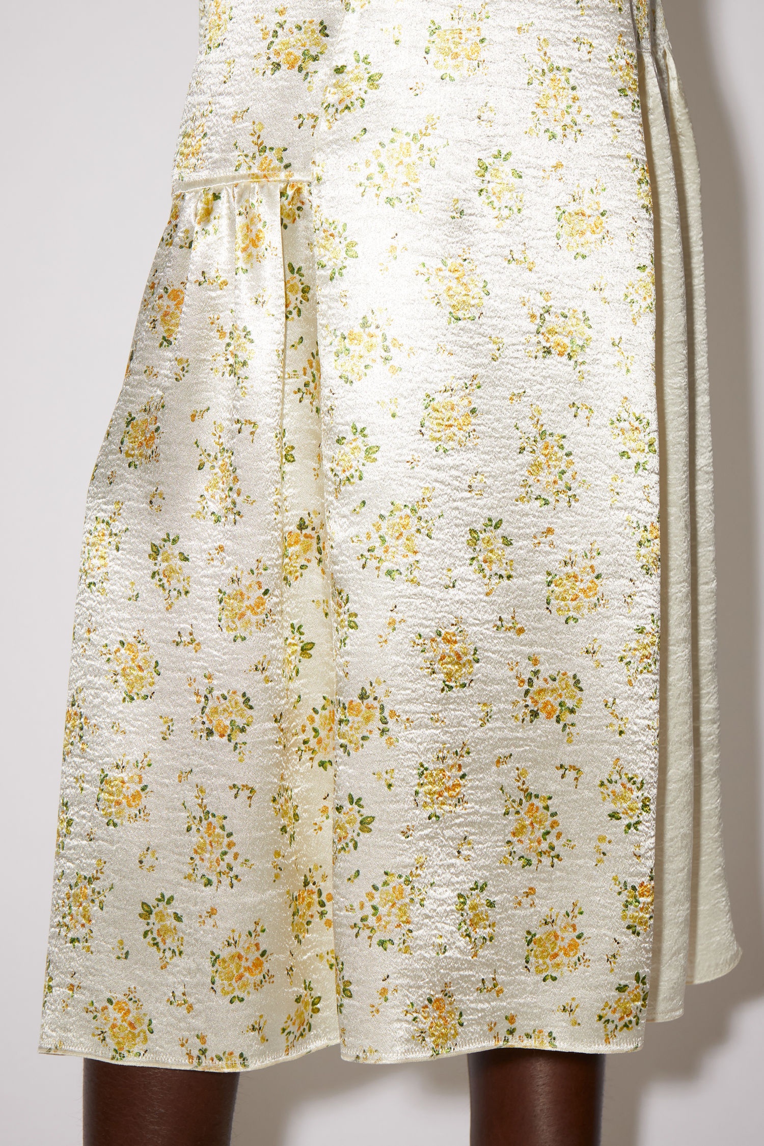Floral satin skirt - Pale yellow - 5
