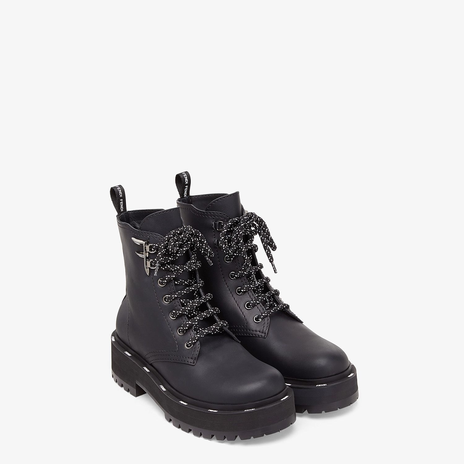 Black leather biker boots - 4