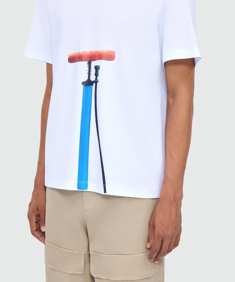 White short-sleeve cotton jersey T-shirt with print. 5