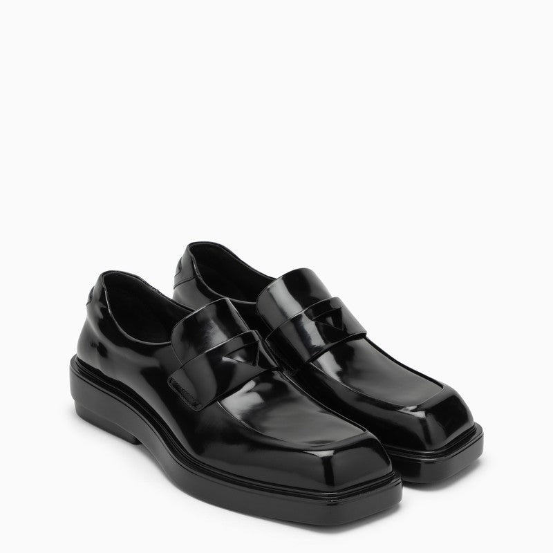 Prada Black Brushed Leather Loafers Women - 2