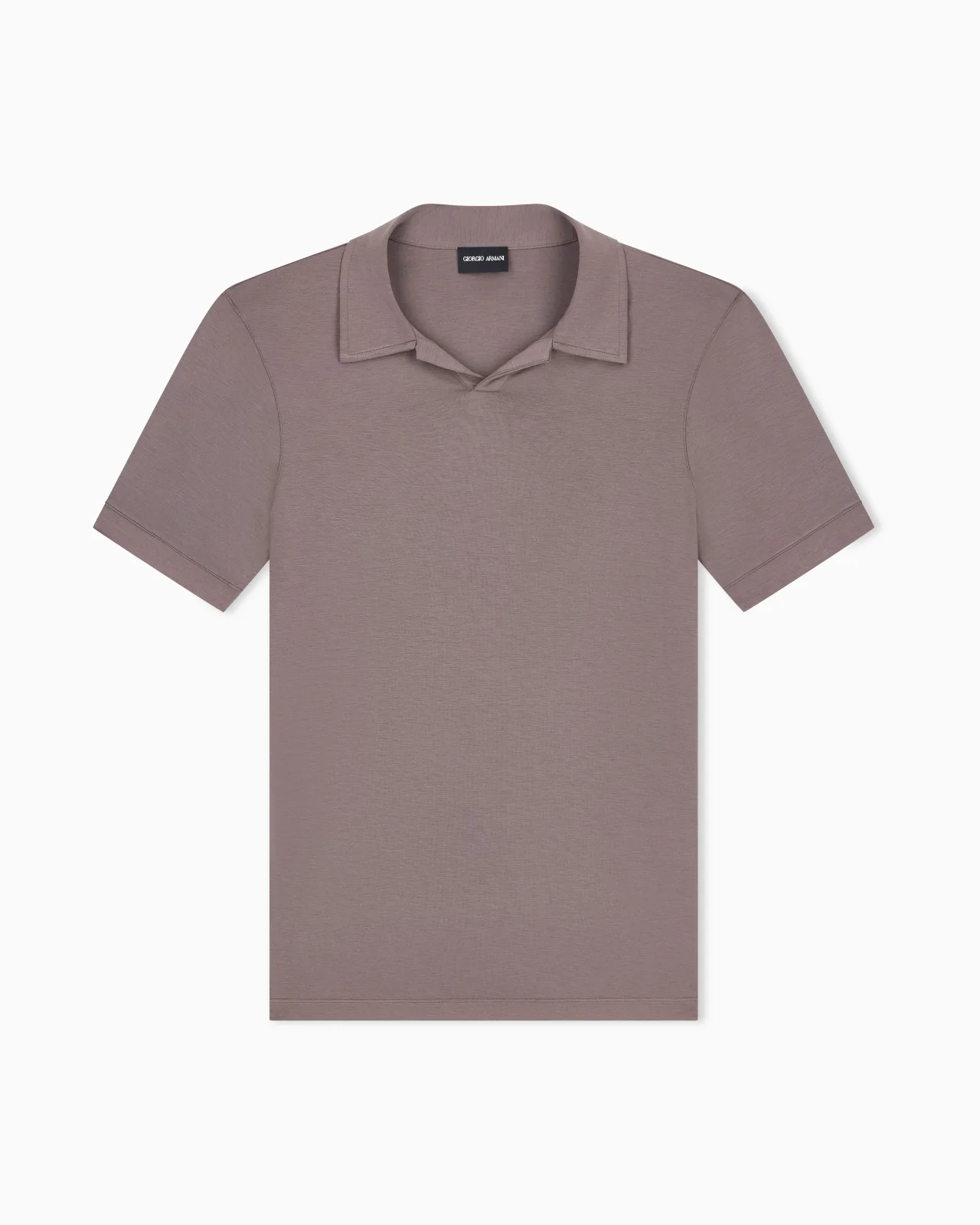 STRETCH POLO IN VISCOSE JERSEY WITH BUTTONLESS COLLAR - 1