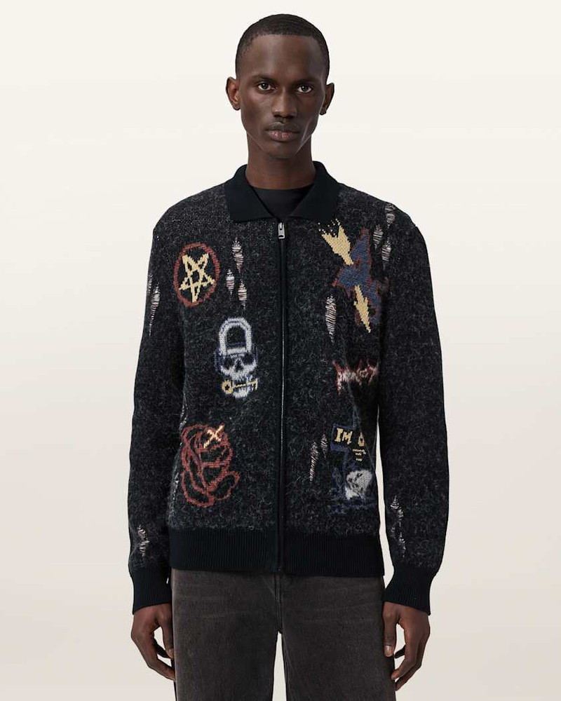 MELLER ZIP UP JACQUARD CARDIGAN - 1