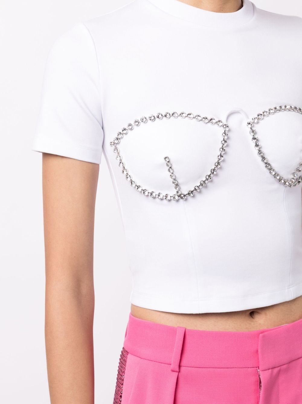 crystal-embellished cropped T-shirt - 5