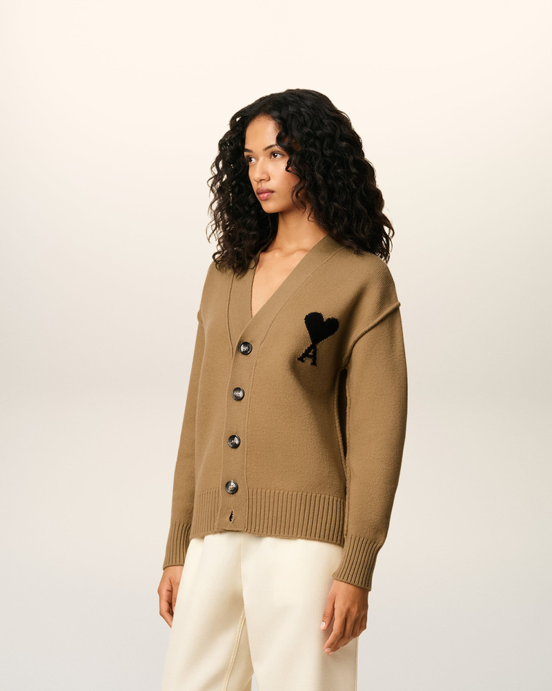AMI Paris BROWN WOOL AMI DE COEUR CARDIGAN outlook