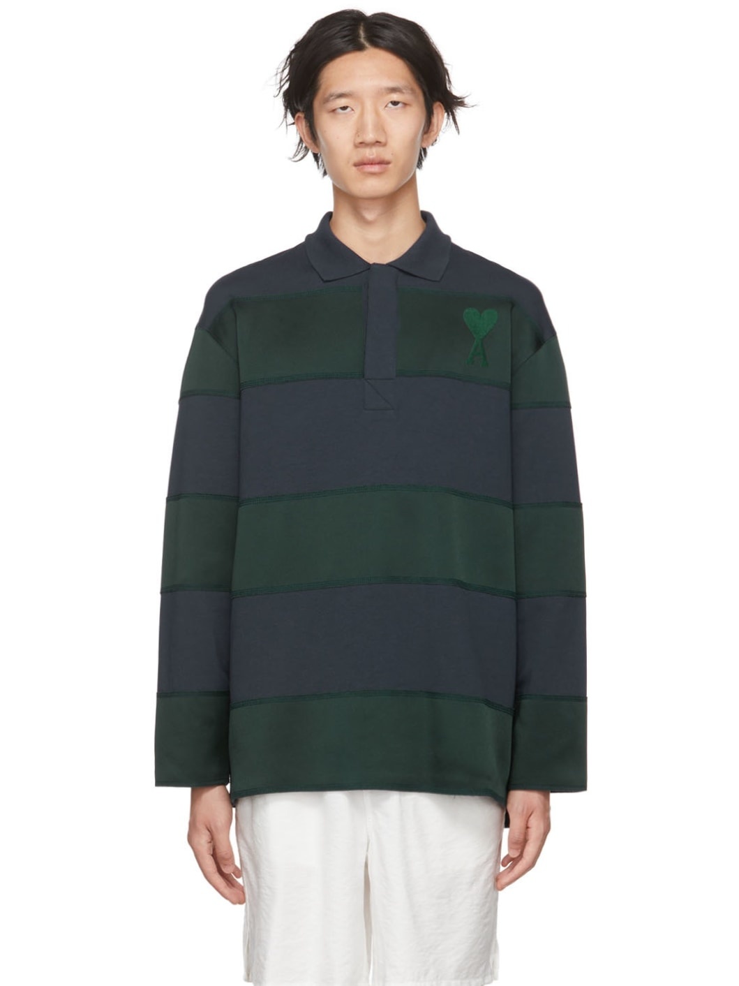 SSENSE Exclusive Navy & Green Ami De Cœur Polo - 1
