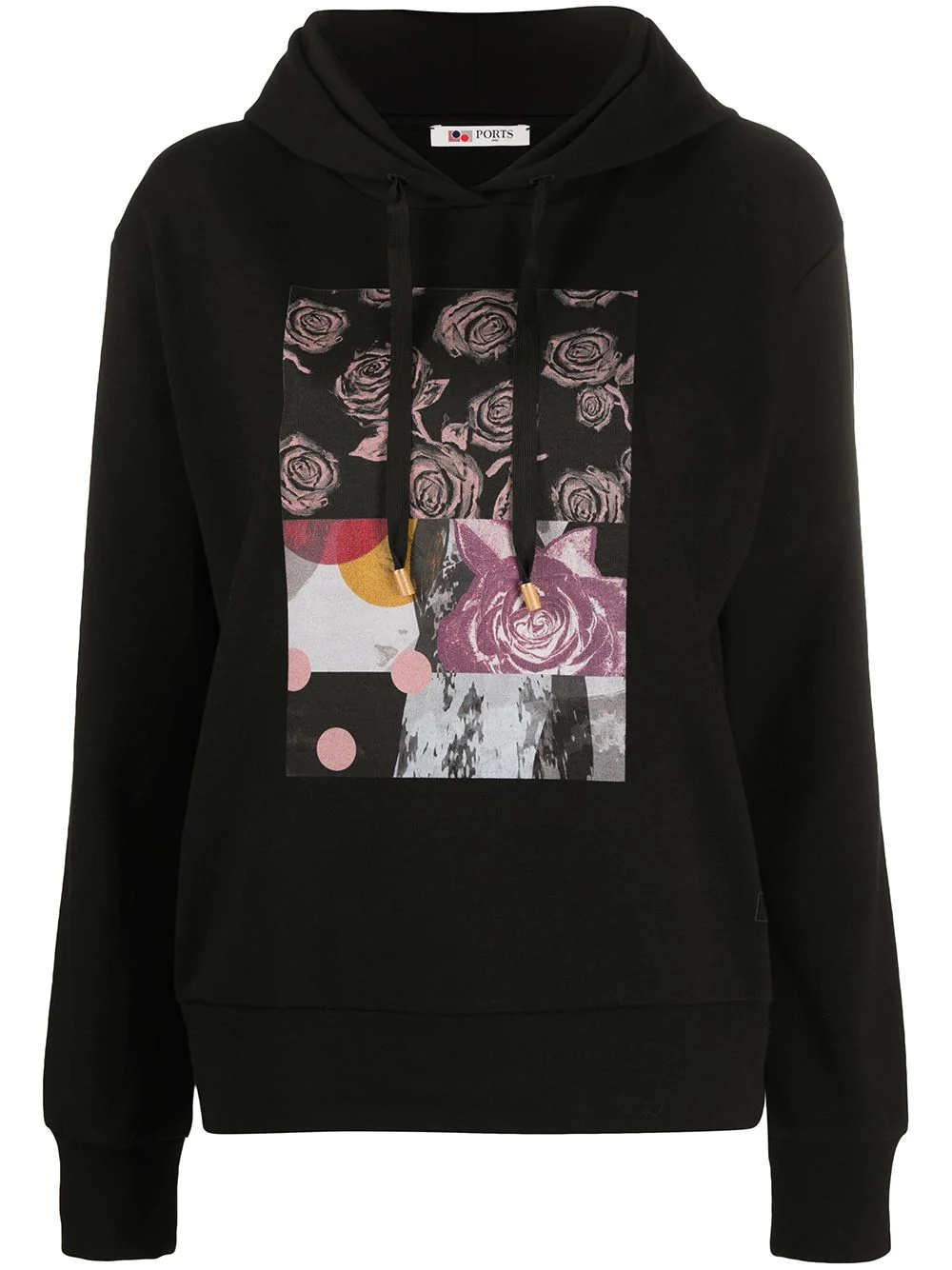 roses-print hooded sweatshirt - 1