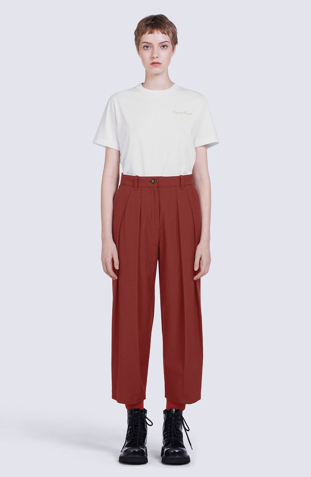Cropped pleated trousers - 3