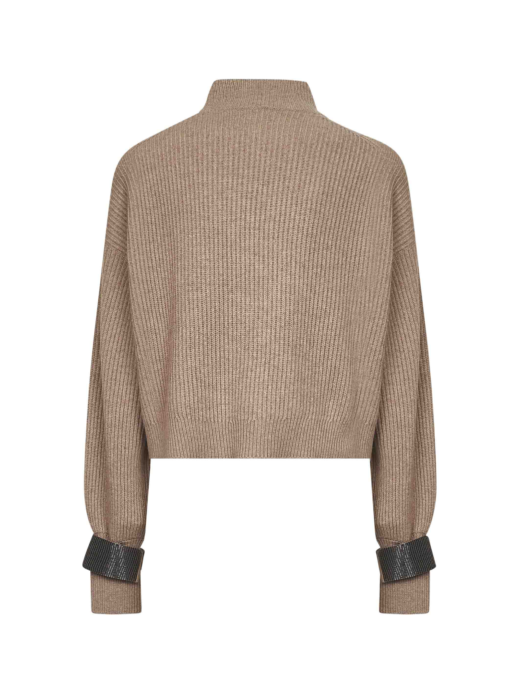 Brunello Cucinelli Women Brown Cashmere Cropped Sweater - 2