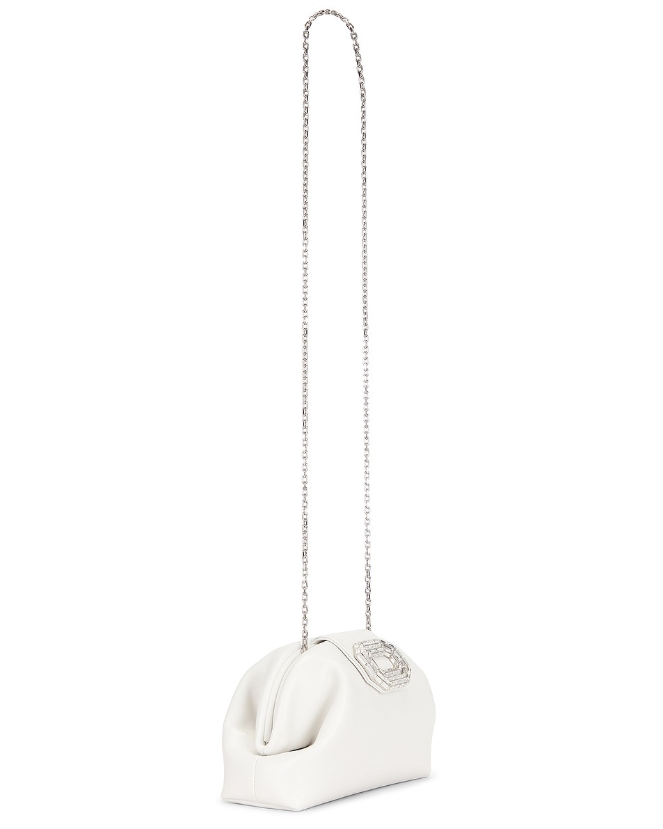 Camelia Leather Bag In White & Silver - 3