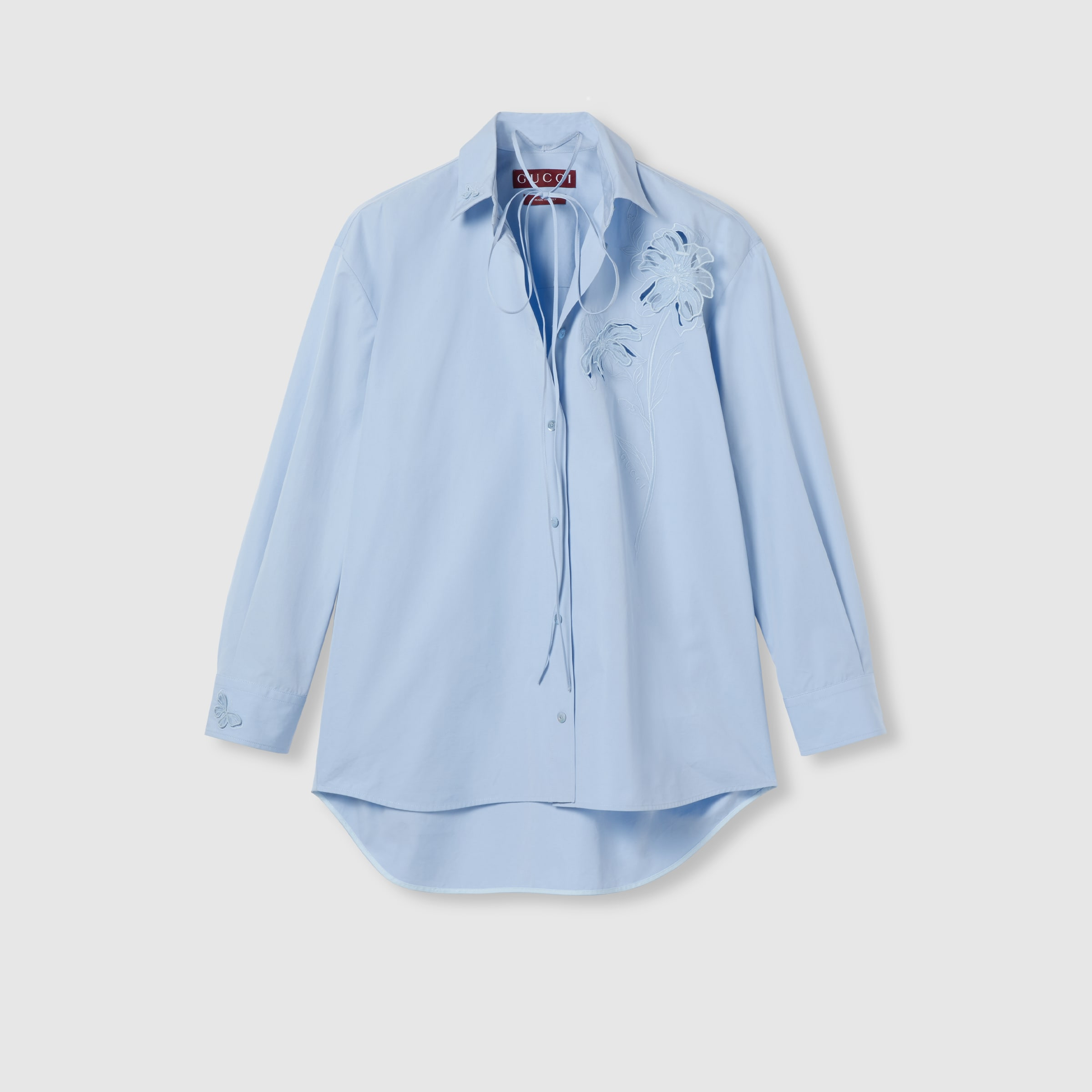 Cotton poplin shirt with embroidery - 8