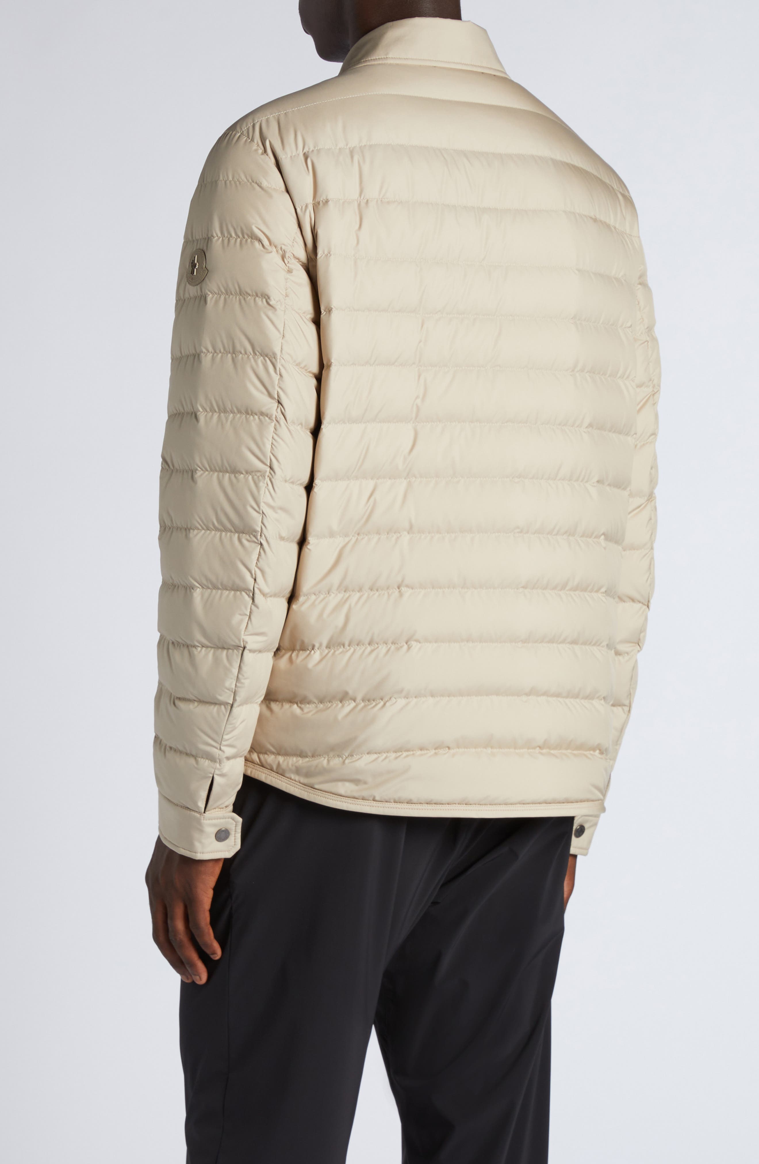 Moncler Bourdon Down Shirt Jacket in Pastel Beige at Nordstrom - 3
