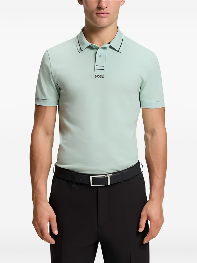 striped-trim polo shirt 4