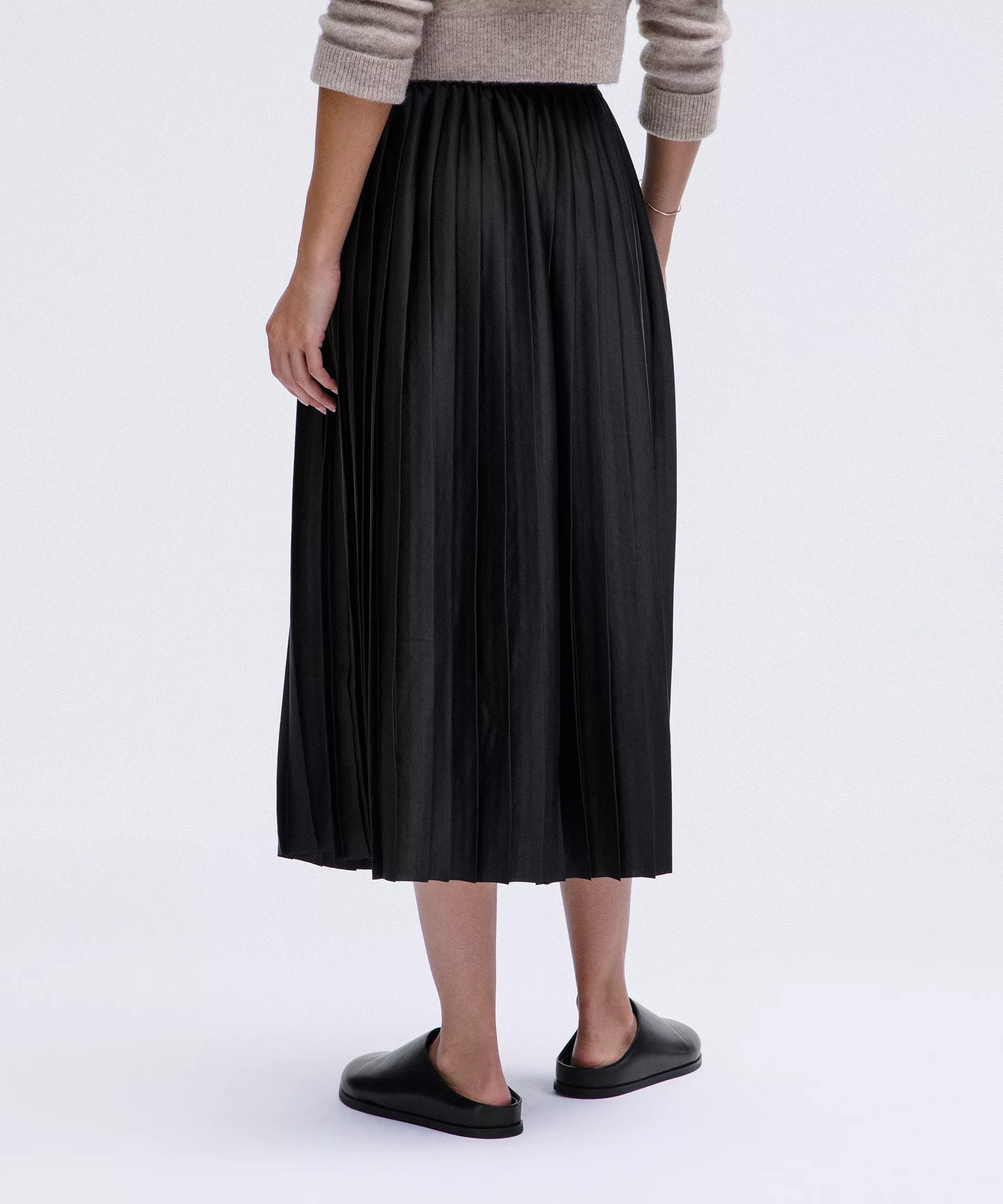 Satin Pleated Midi Skirt - 3