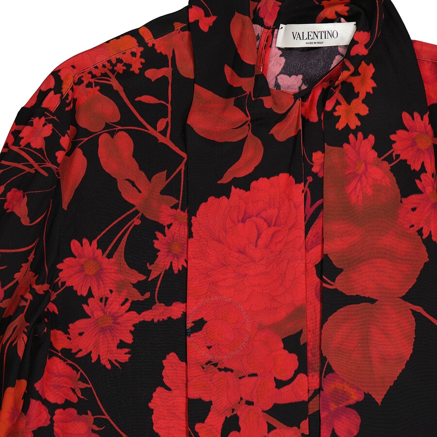 Valentino Floral Print Pleated Trim Blouse - 7