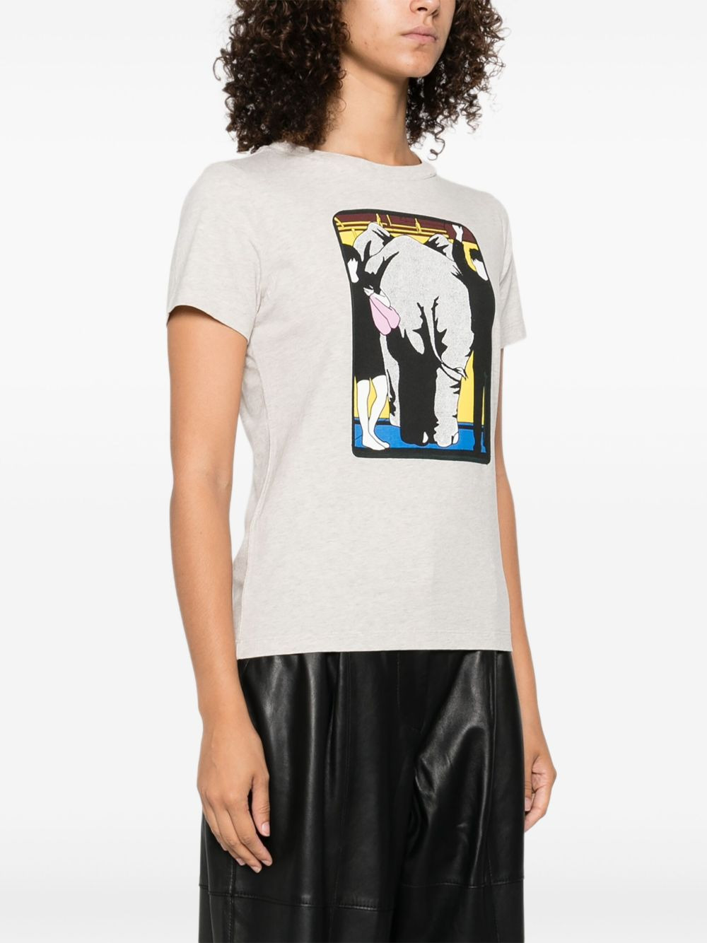 elephant-print cotton top - 3