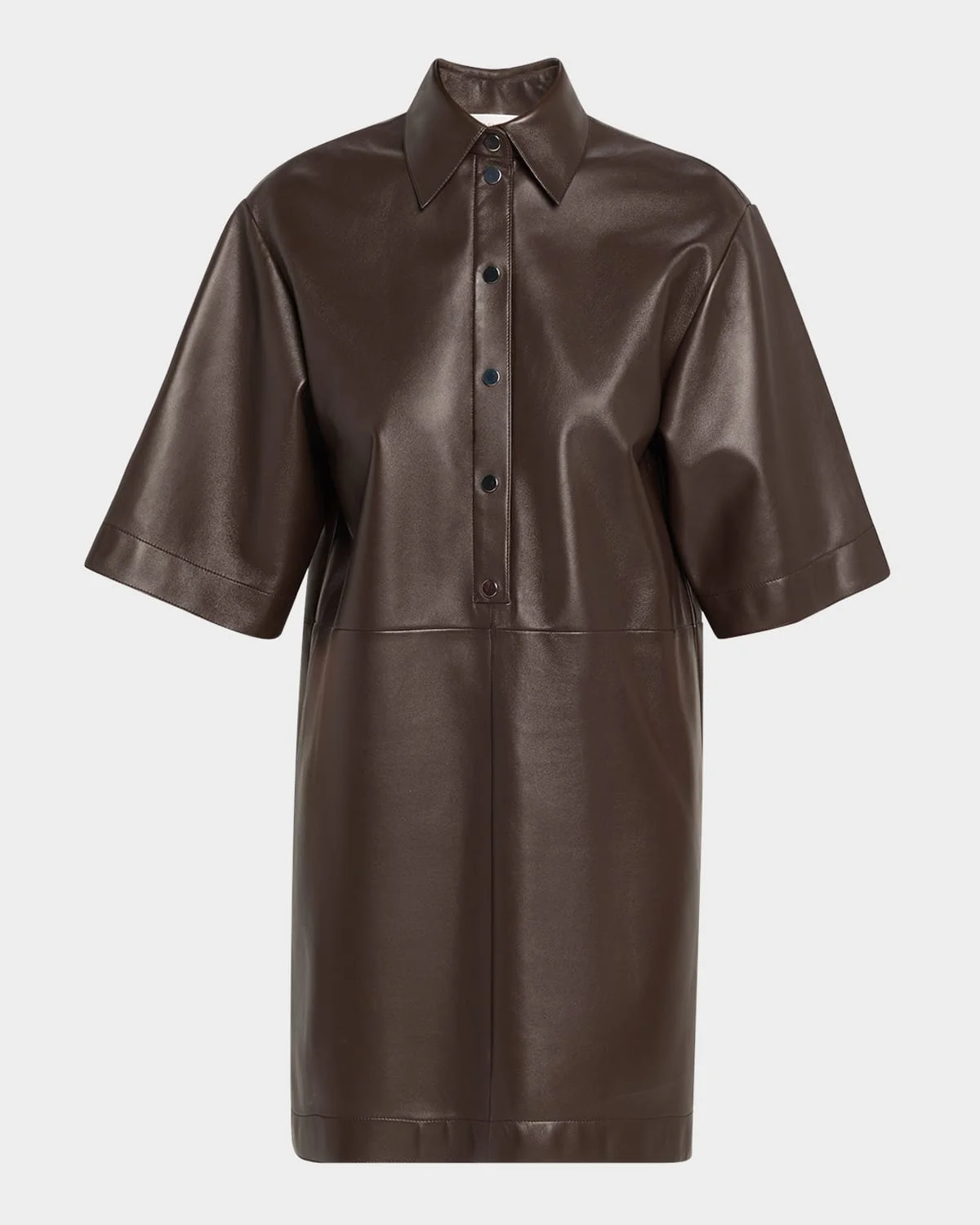 Leather Elbow Sleeve Short Dress - 1