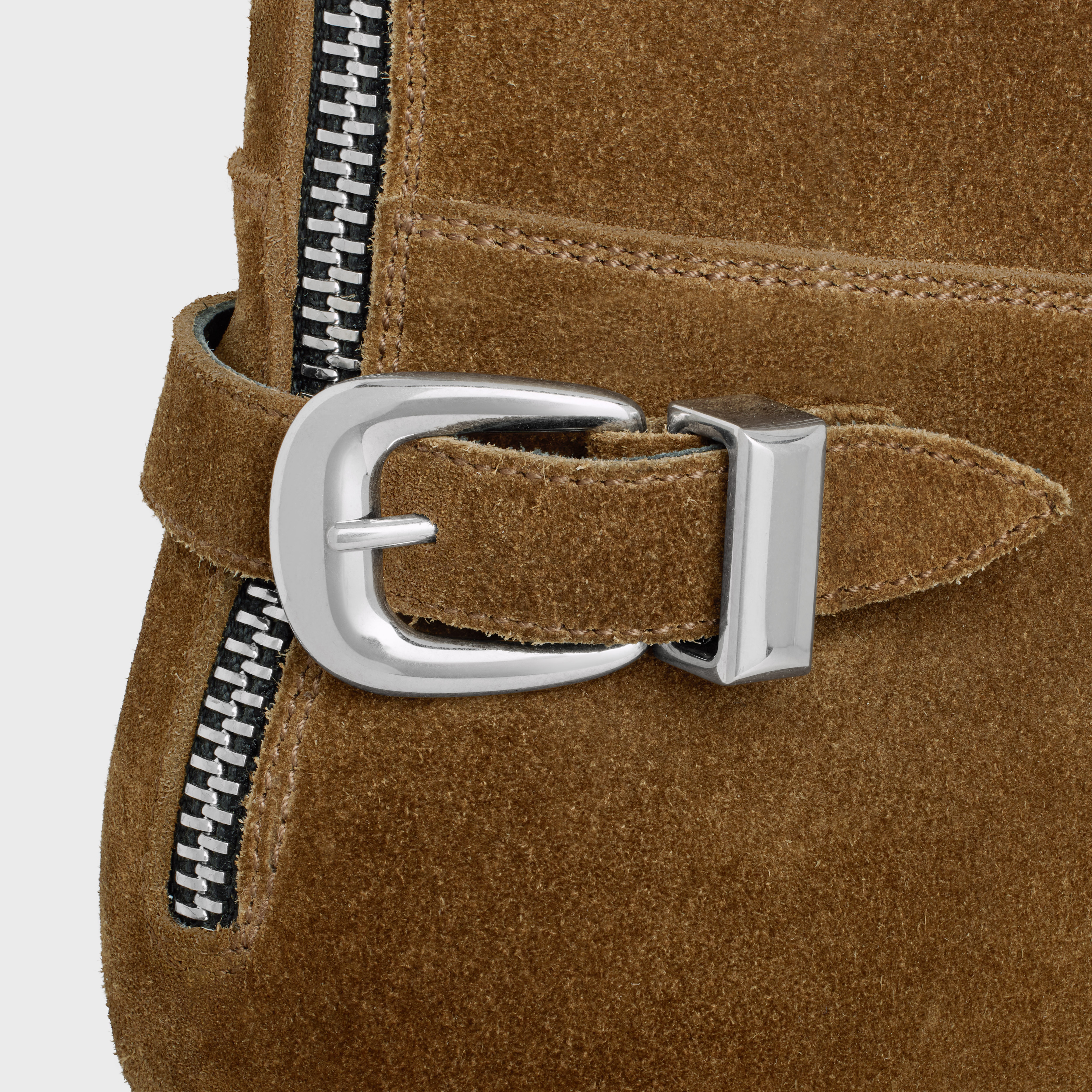 BACK BUCKLE ZIPPED ISAAC BOOT in Suede Calfskin - 5