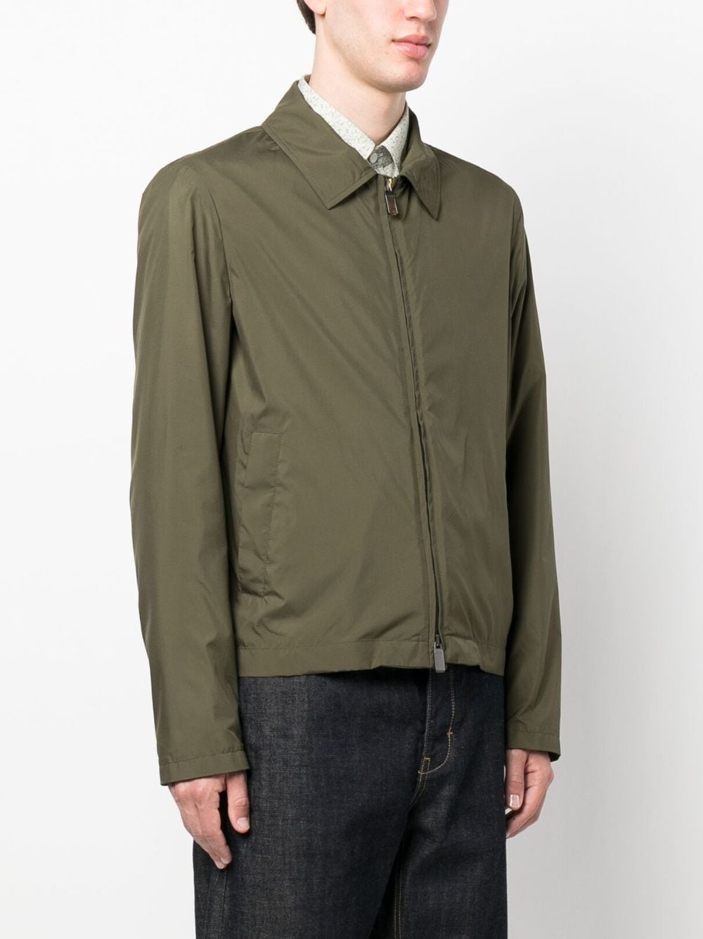 goatskin zip-up shirt jacket - 3