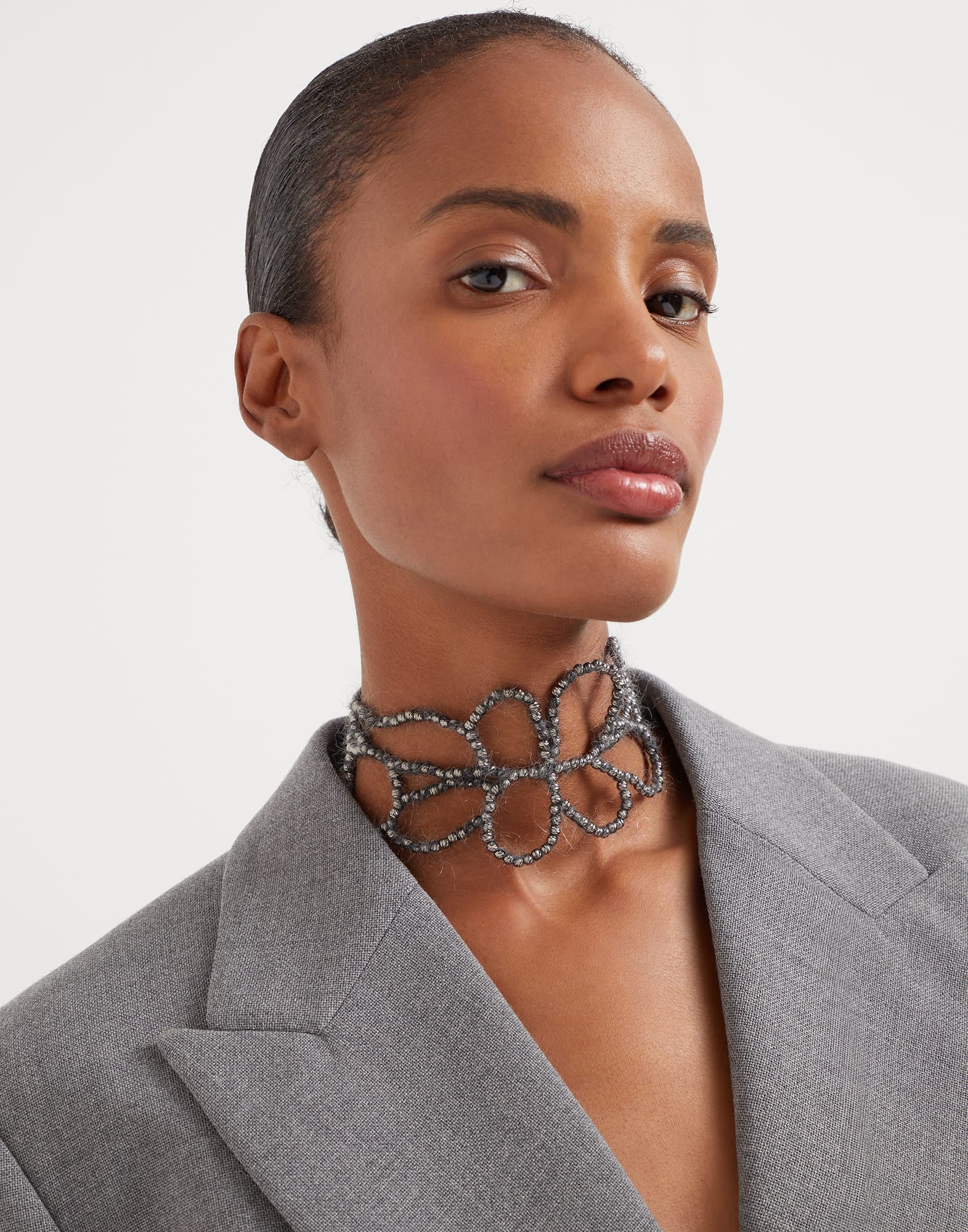 Ramage choker in Sterling Silver and mohair - 3