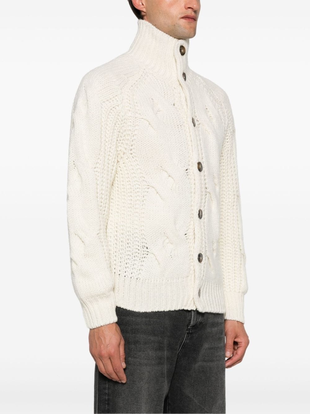 braided ribbed cardigan - 3