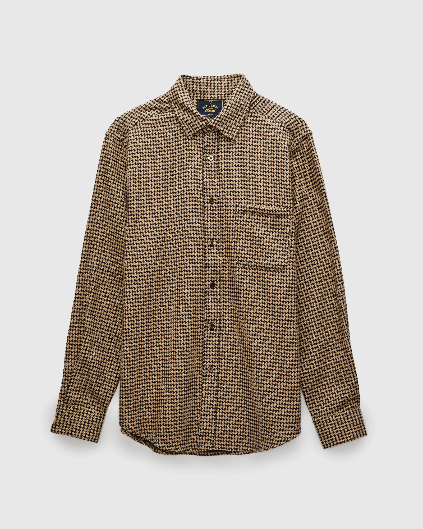Abstract Pied Poule Button-Up Shirt in Navy - 1