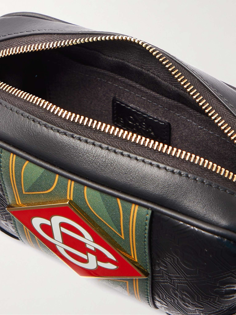 Logo-Embossed Leather Messenger Bag 3