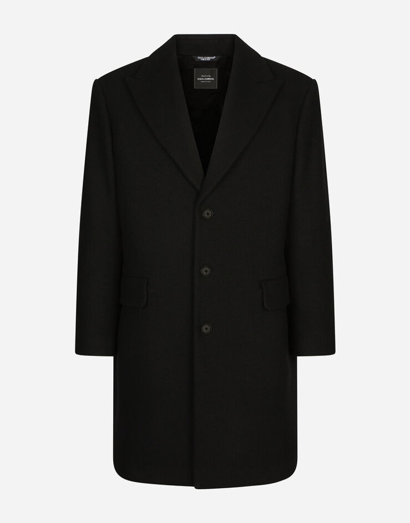 Single-breasted wool jersey coat 1