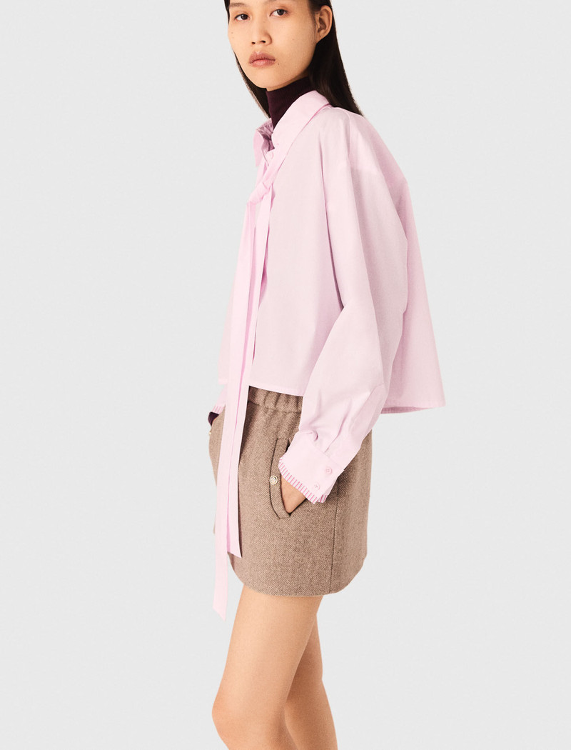Short shirt with pussy bow 3