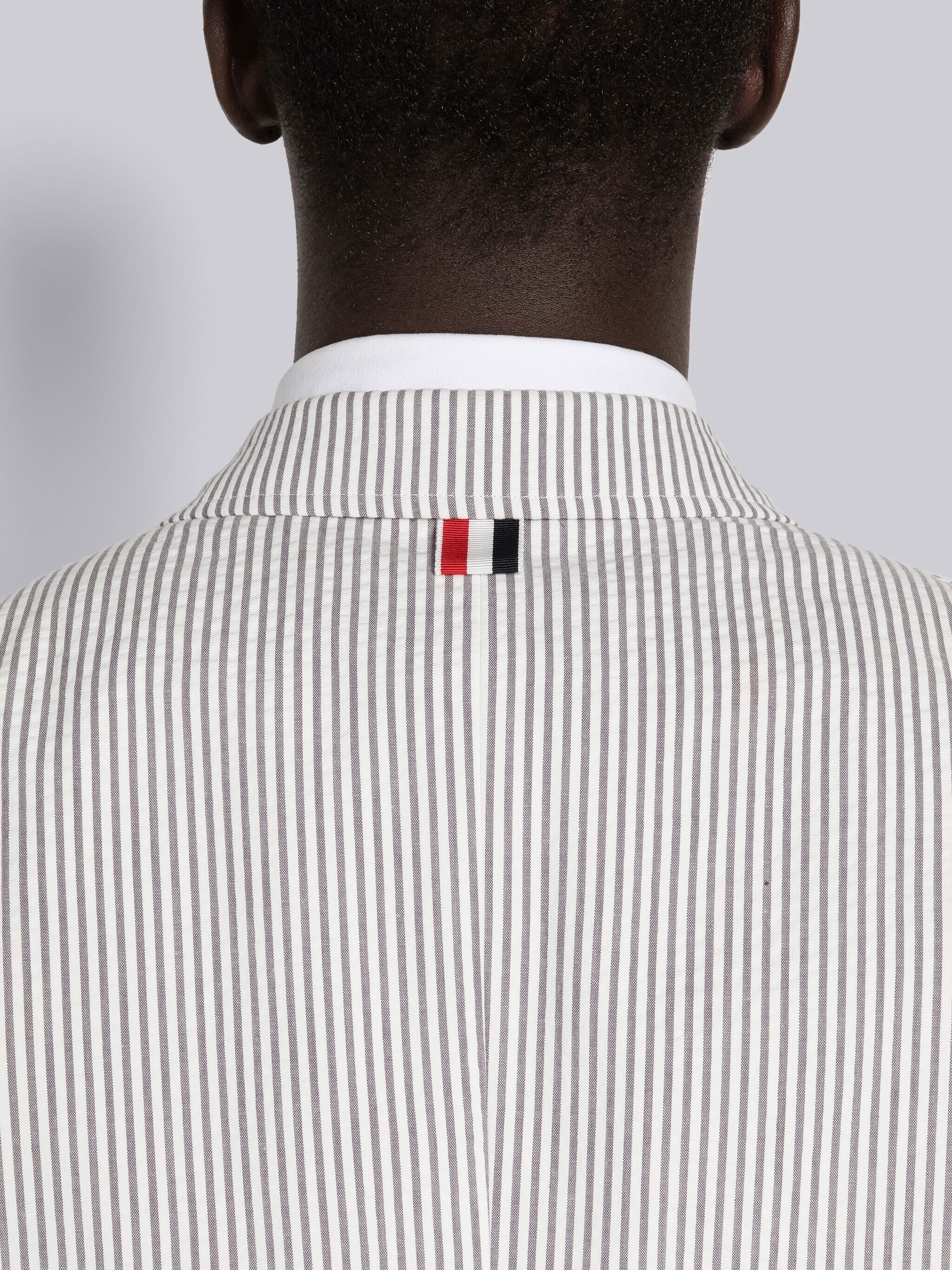 Seersucker Grosgrain Placket Sport Coat - 5