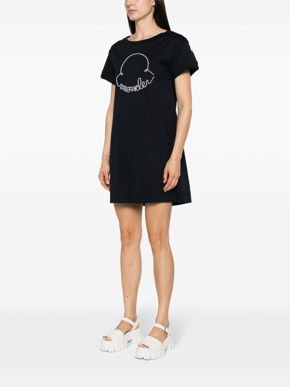 corded-logo cotton mini dress - 3