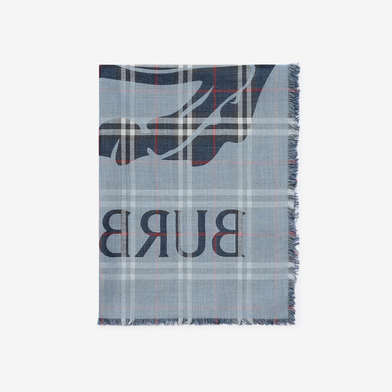Burberry Wide EKD Check Wool Silk Scarf outlook